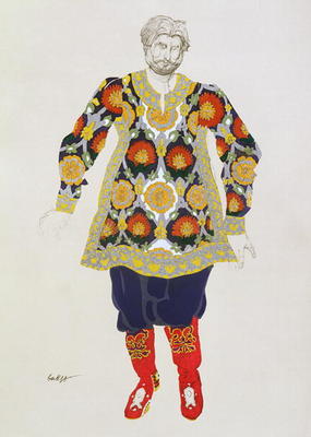 Costume design for a man, from Sadko, 1917 (colour litho) od Leon Nikolajewitsch Bakst