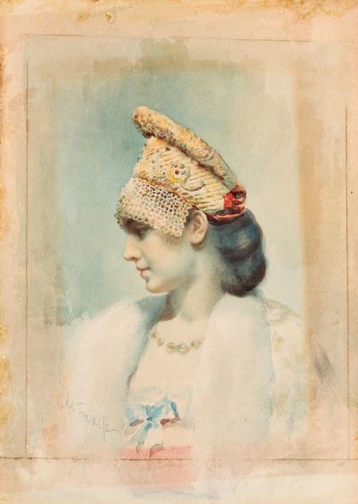 Portrait of a Girl Wearing a Kokoshnik od Leon Nikolajewitsch Bakst