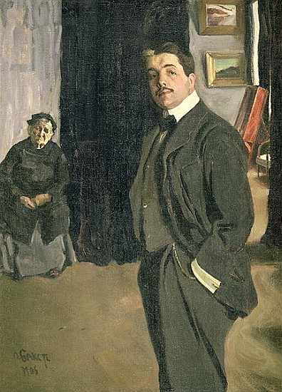 Portrait of Sergei Pavlovich Diaghilev (1872-1929) with his Nurse od Leon Nikolajewitsch Bakst