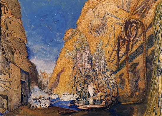 Stage set for the ''Dieu Bleu'', Reynaldo Hahn (1845-1947) 1911 od Leon Nikolajewitsch Bakst
