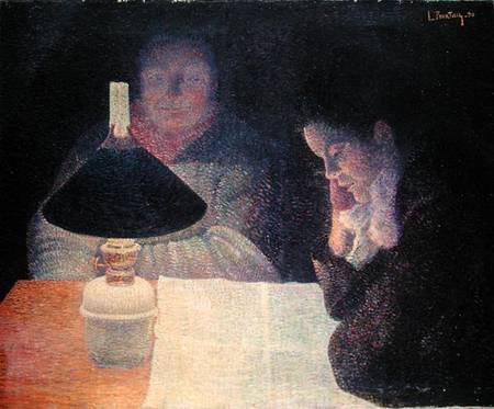 Reading under the Lamp od Leon Pourtau