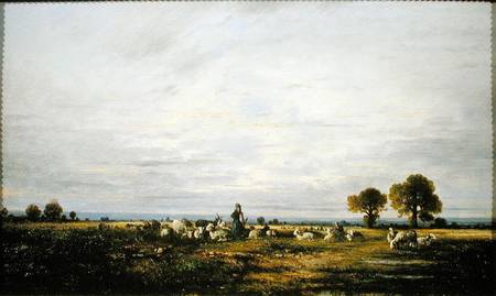 Shepherdess watching her Flock od Leon-Victor Dupre