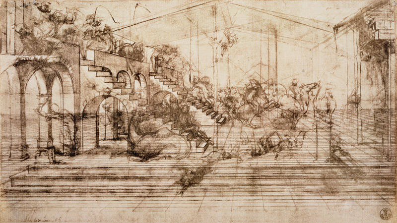 Background perspective sketch for The Adoration of the Magi od Leonardo da Vinci
