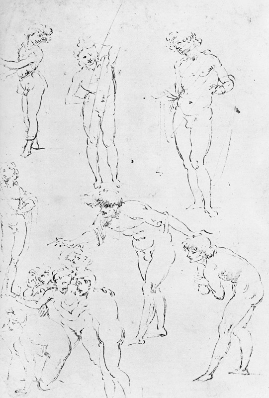 Figural Studies for the Adoration of the Magi, c.1481 (pen and ink on paper) od Leonardo da Vinci