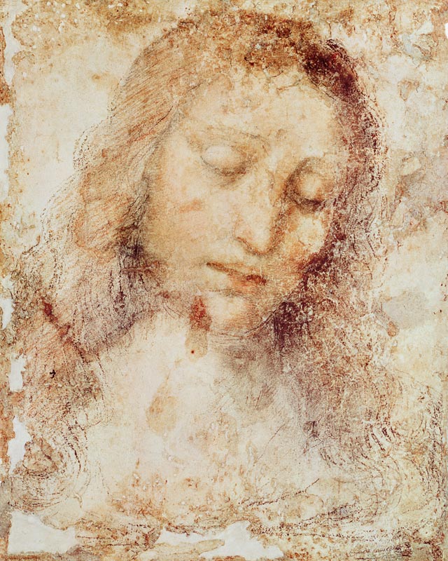 Head of Christ (pencil and wash) od Leonardo da Vinci