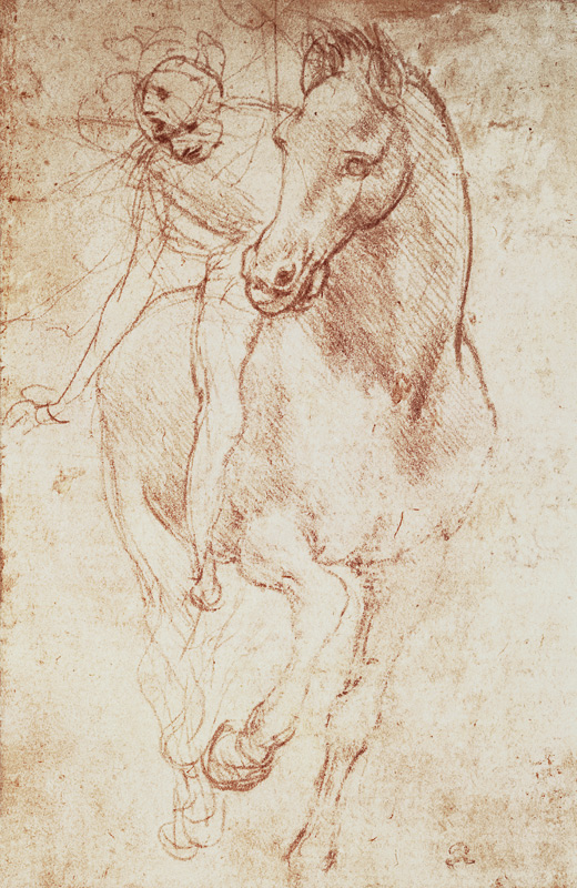 Horse and Rider (silverpoint) od Leonardo da Vinci