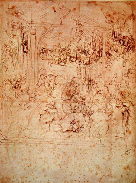 Compositional sketch for The Adoration of the Magi od Leonardo da Vinci