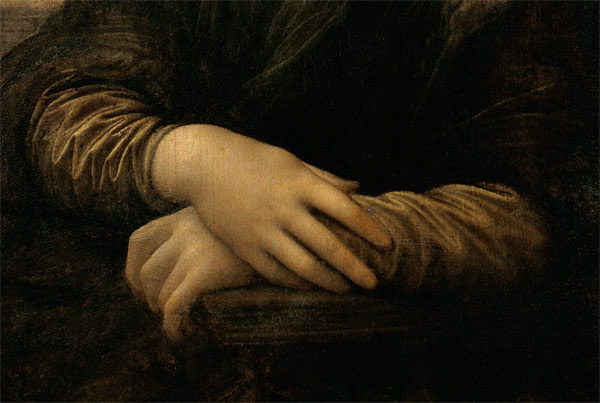 Mona Lisa, detail of her hands od Leonardo da Vinci