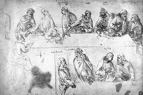 Preparatory drawing for the Last Supper (sepia ink on linen paper) od Leonardo da Vinci