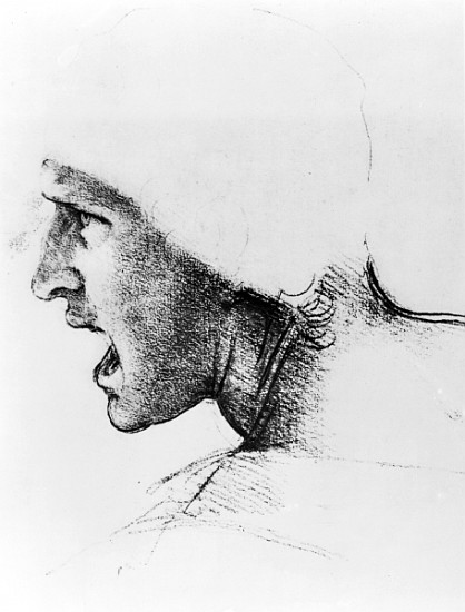 Study for the head of a soldier in ''The Battle of Anghiari'', c.1504-05 od Leonardo da Vinci