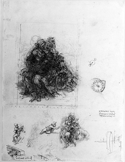 Study for the Virgin and Child with St. Anne, c.1501 (pen and ink over black chalk on paper) od Leonardo da Vinci