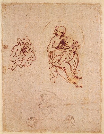 Study for the Virgin and Child, c.1478-1480 (ink and pencil on paper) od Leonardo da Vinci