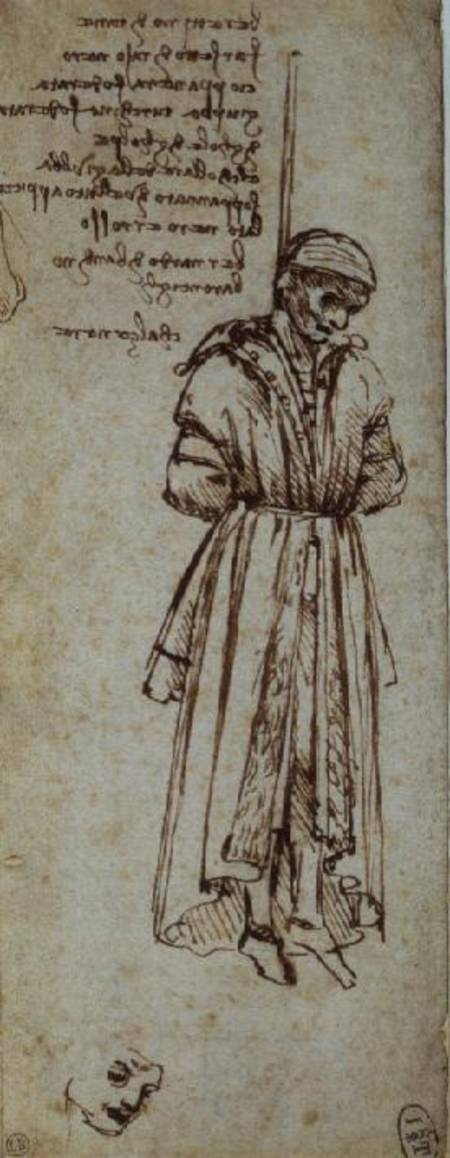 Study of a Hanged Man: Bernardo Baroncelli, assassin of Giuliano de Medici od Leonardo da Vinci