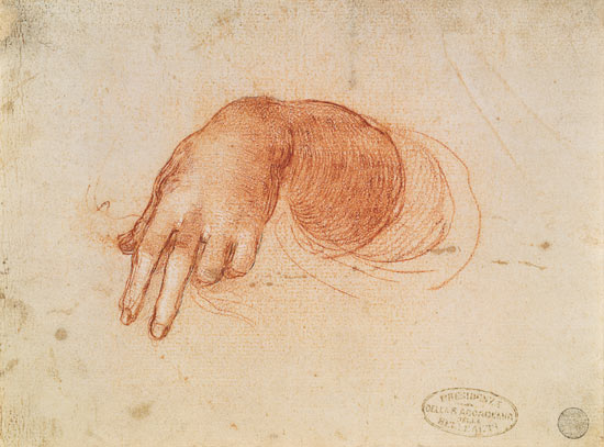Study of a hand od Leonardo da Vinci