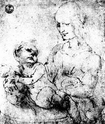 Study of a Madonna and Child (pen & ink) od Leonardo da Vinci