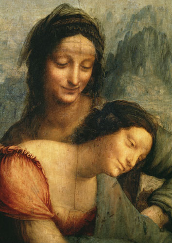 The Virgin and Child with St. Anne, detail of the Virgin and St. Anne od Leonardo da Vinci