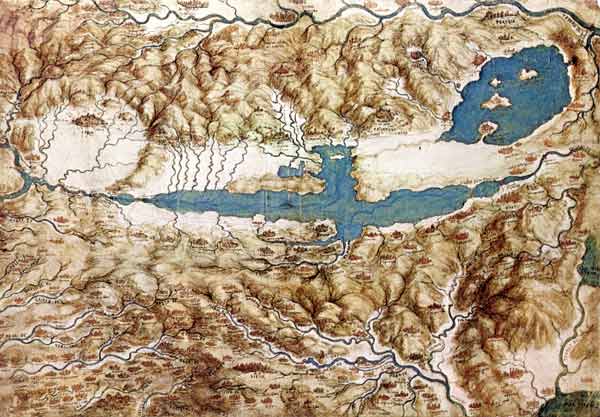 Topographic View of the Countryside around the Plain of Arezzo and the Val di Chiana od Leonardo da Vinci