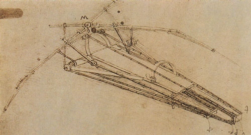 Drawing of a flying machine od Leonardo da Vinci