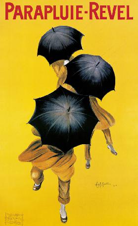 Poster advertising 'Revel' umbrellas