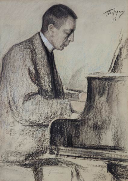 Portrait of the composer S.Rachmaninow. od Leonid Ossipowitsch Pasternak
