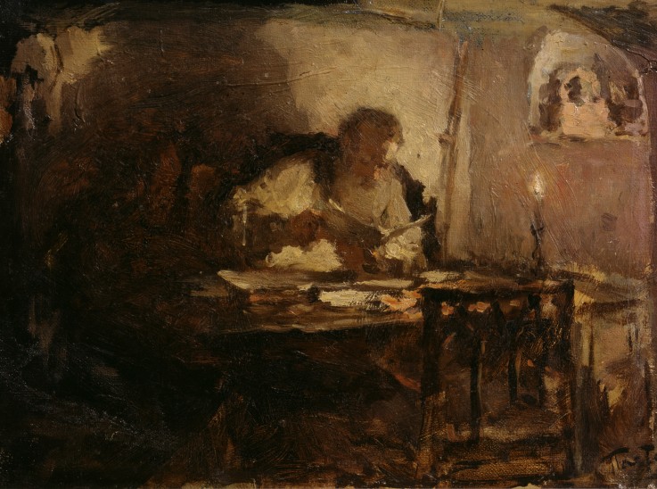 Leo Tolstoy in his Study room od Leonid Ossipowitsch Pasternak