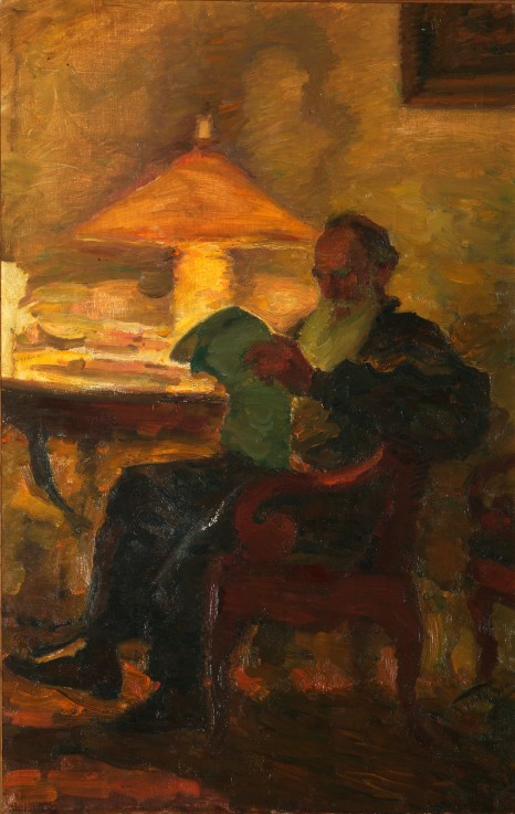 Leo Tolstoy with a newspaper od Leonid Ossipowitsch Pasternak