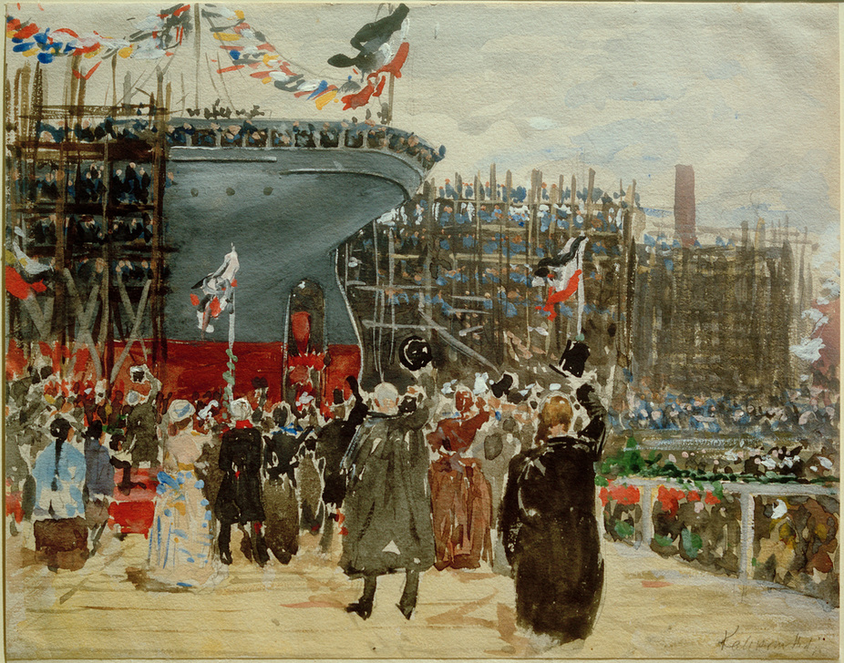 Stapellauf eines Schiffes od Leopold Karl Walter von Kalckreuth