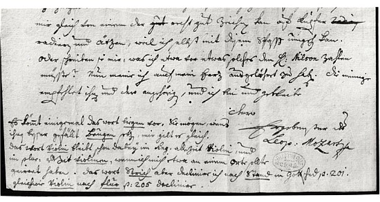 Letter from Leopold Mozart (1719-87), 7th July 1755 od Leopold Mozart