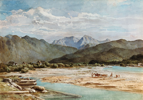 Isarlandschaft at Lengries with limestone collectors od Leopold Rottmann