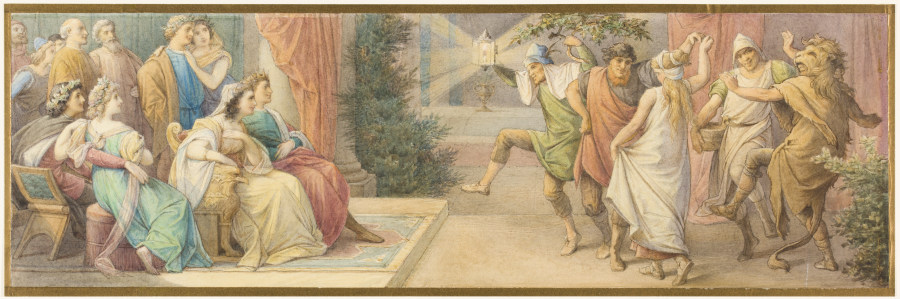 Das Herrscherpaar Theseus und Hippolyta, die Brautpaare Demetrius und Helena sowie Lysander und Herm od Leopold von Bode