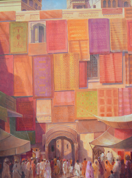 City wall with rugs, Jaisalmer od Lincoln  Seligman