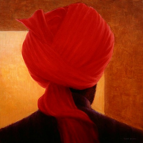 Red Turban on Amber, Deoghar (oil on canvas)  od Lincoln  Seligman