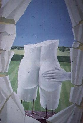 Groping Statues (acrylic on canvas) 