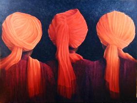 Turban Triptych, 2005 (acrylic) 