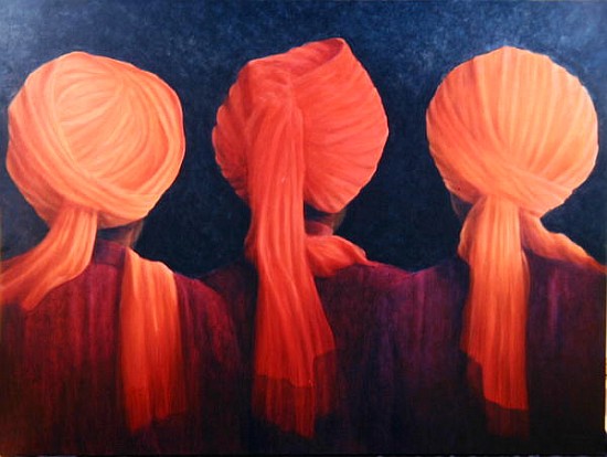 Turban Triptych, 2005 (acrylic)  od Lincoln  Seligman