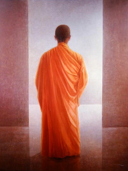 Young Monk, back view, Vietnam (oil on canvas)  od Lincoln  Seligman