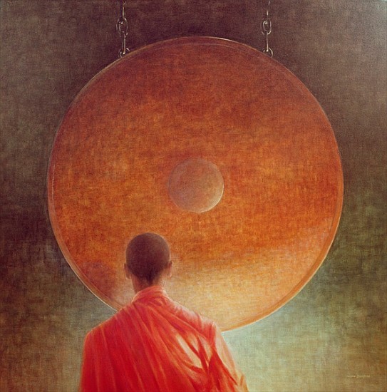 Young Monk with Gong (oil on canvas)  od Lincoln  Seligman