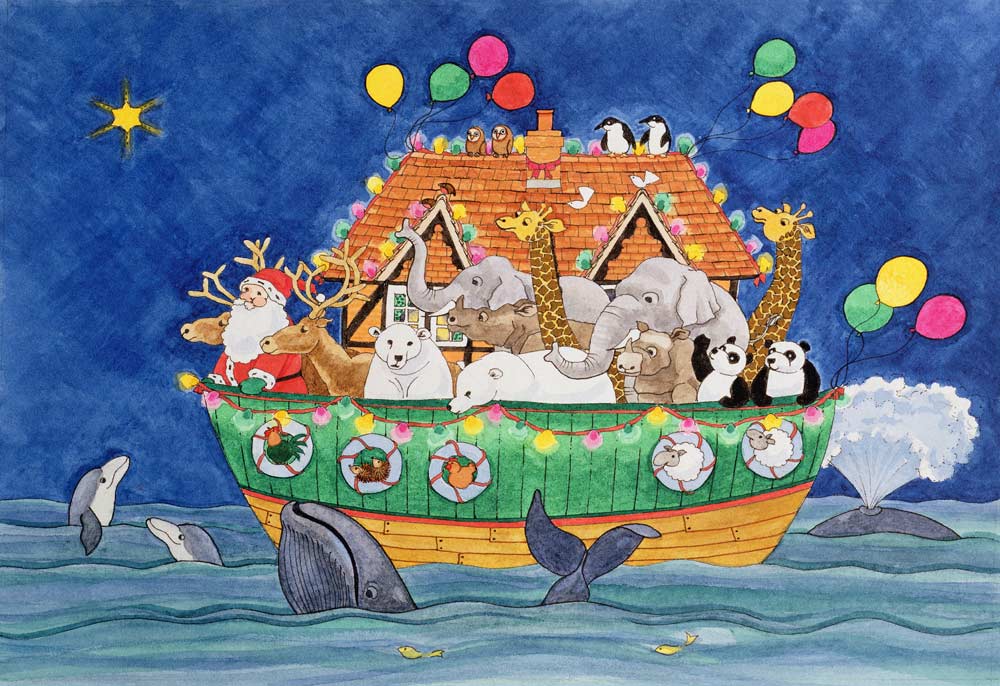 Santa''s Ark (gouache on paper)  od Linda  Benton
