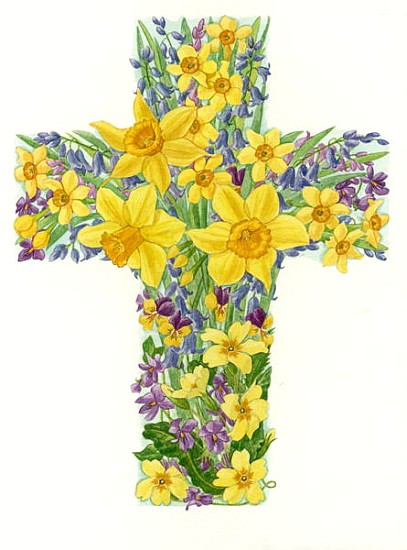 Floral Cross I, 1998 (w/c on paper)  od Linda  Benton