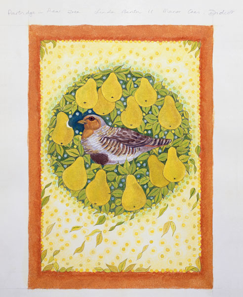 Partridge in a Pear Tree (w/c on paper)  od Linda  Benton