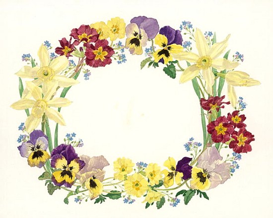 Spring Flower Oval, 1995 (w/c on paper)  od Linda  Benton