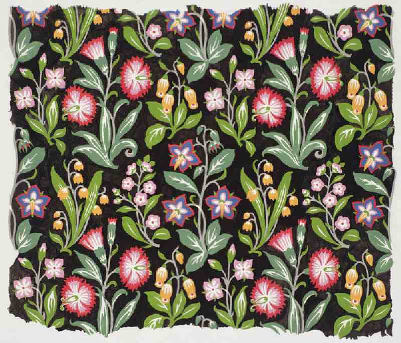 Floral design on black ground od Lindsay P. Butterfield