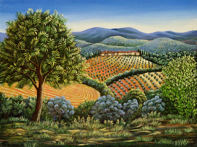 Tuscan hilltop village, 1990  od Liz  Wright