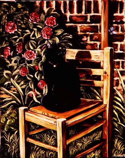 Black Cat on a Chair, 1983  od Liz  Wright