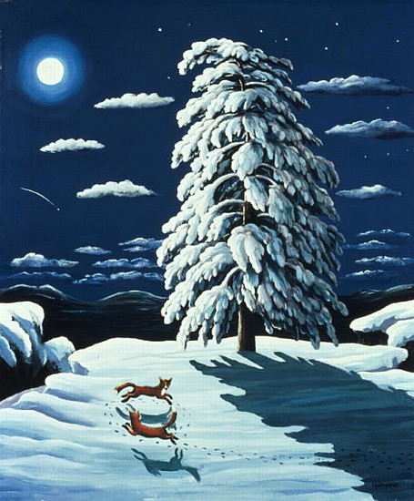 Foxes in Moonlight, 1989  od Liz  Wright