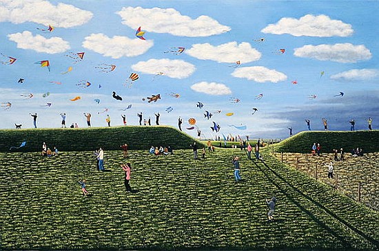 Kite Festival on Eggardon Hill, Dorset, 2007 (oil on canvas)  od Liz  Wright