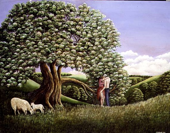 Lovers and a Hawthorn Tree, 1982 (panel)  od Liz  Wright