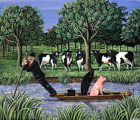 Punting for business, 1983 (gouache)  od Liz  Wright