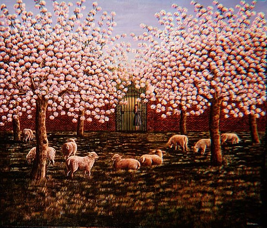 Sheep in the Orchard, 1987  od Liz  Wright