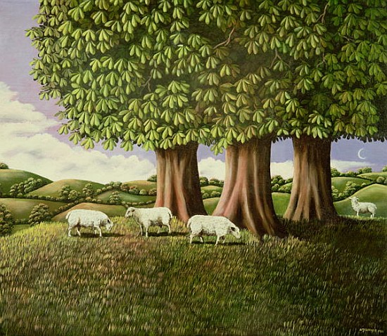 Sheep under the Chestnut Trees, 1981 (panel)  od Liz  Wright